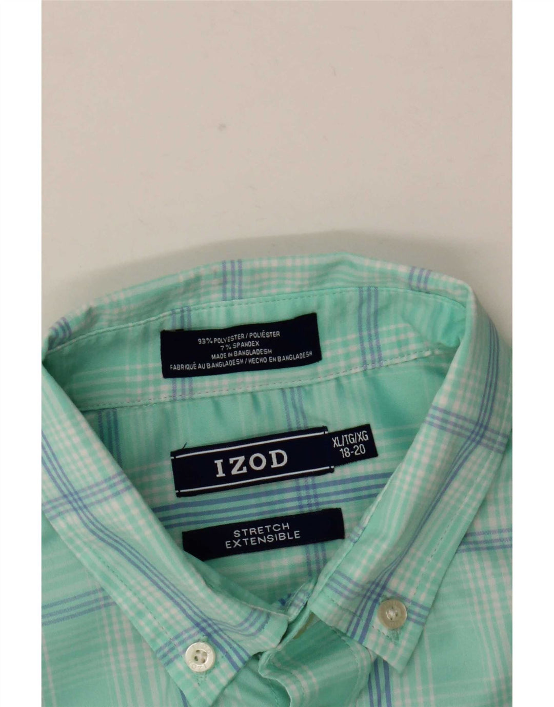Izod Camisa Manga Corta Niño 15-16 Años XL Cuadros Turquesa Poliéster