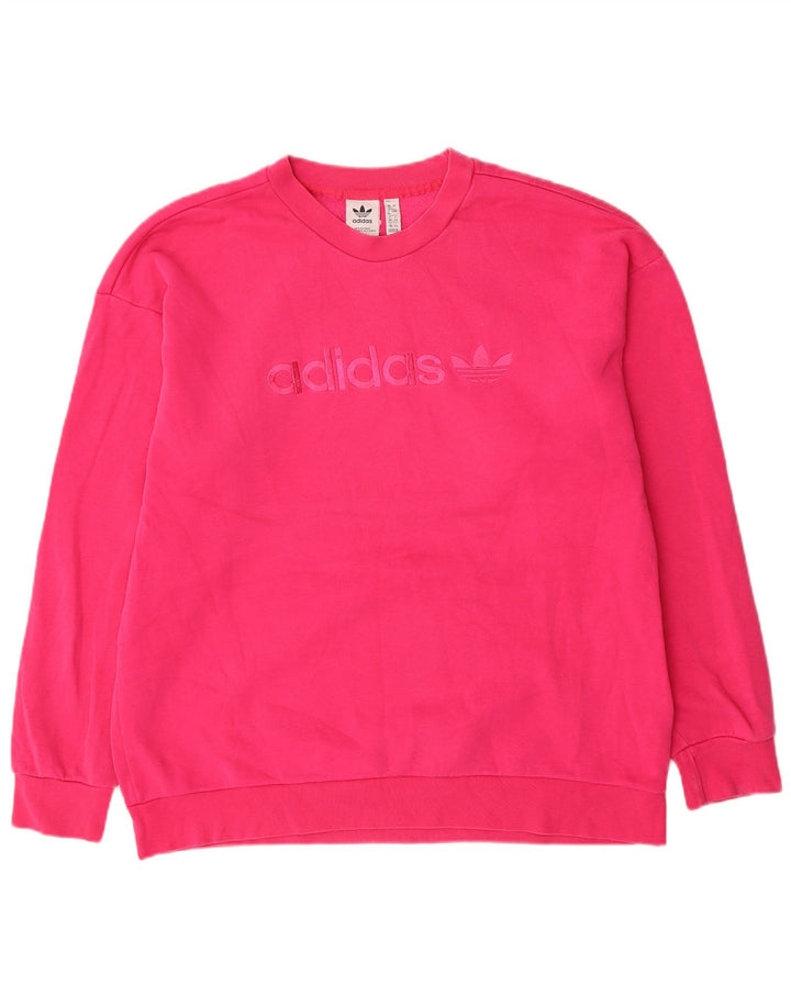 Adidas - Sudadera extragrande con gráfico para mujer, talla 12, color rosa mediano