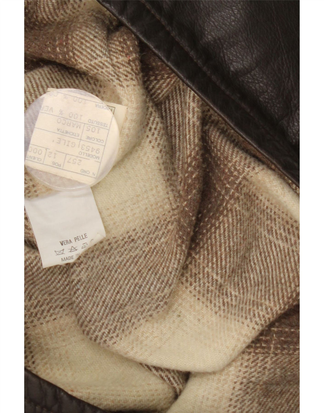 Chaleco de cuero vintage para hombre IT 48 Cuero color block marrón medio