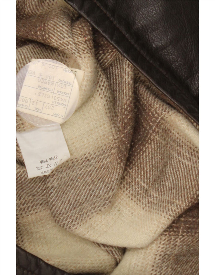 Chaleco de cuero vintage para hombre IT 48 Cuero color block marrón medio