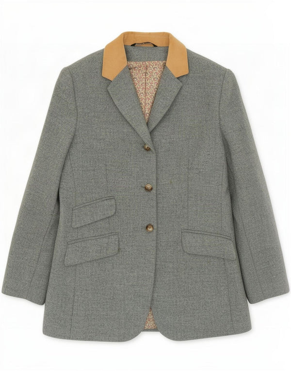 Laura Ashley Chaqueta Blazer de 3 Botones para Mujer UK 46 Large Blue Herringbone