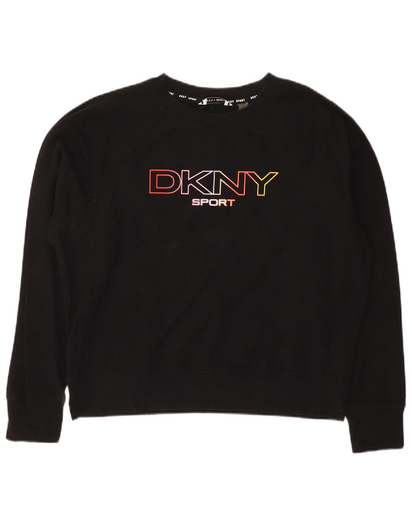 Dkny Sudadera de gran tamaño con estampado gráfico para mujer UK 6 XS Algodón negro