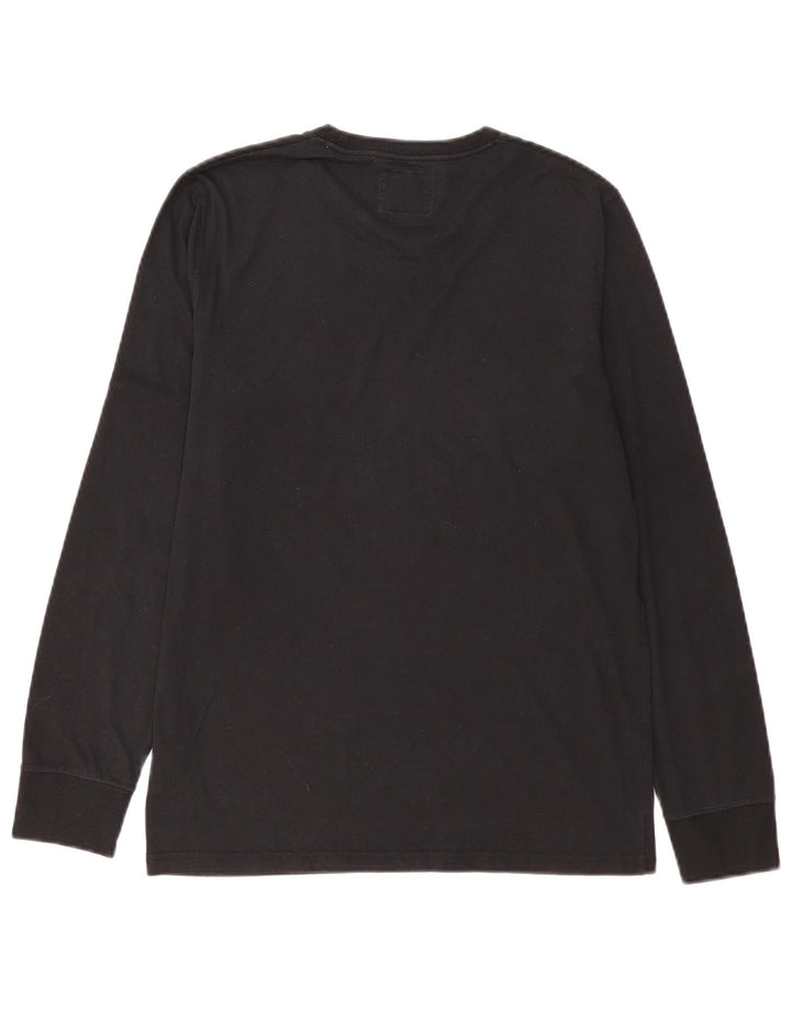 Abercrombie & Fitch Hombre Top gráfico manga larga pequeño algodón negro