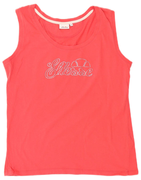 Ellesse Camiseta sin mangas gráfica para mujer UK 20 2XL Algodón rosa