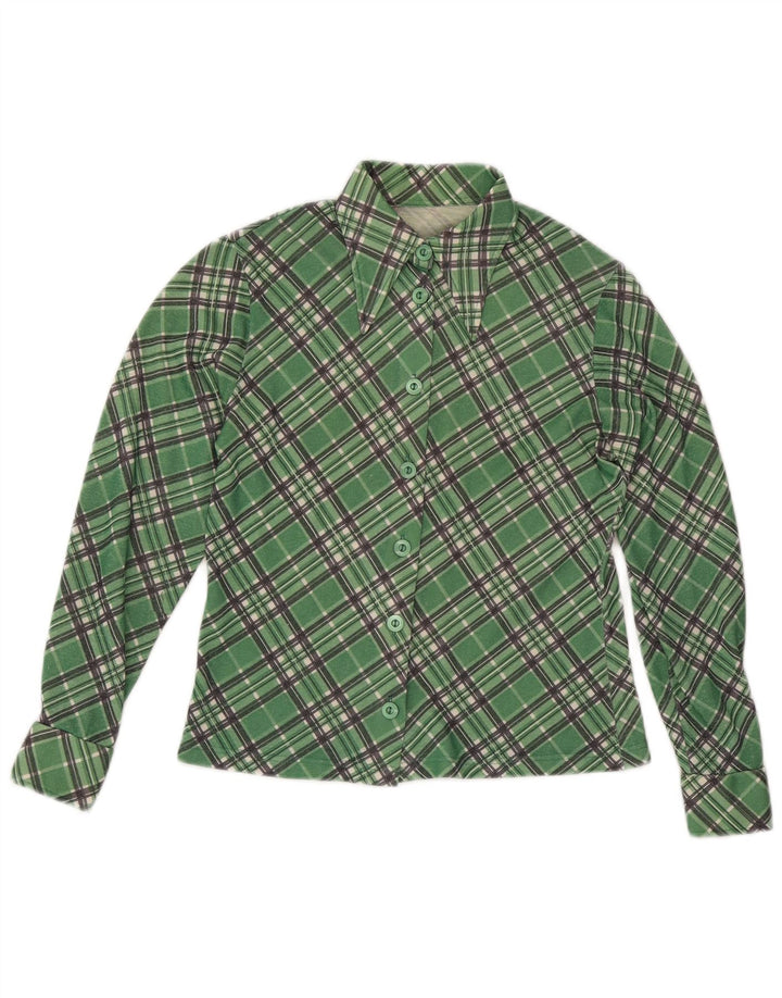 Vintage camisa de mujer Reino Unido 12 cheque verde medio
