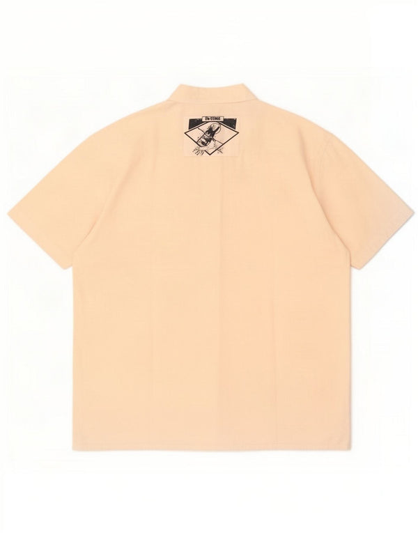 Camisa estilo jersey de manga corta vintage para mujer UK 20 2XL Beige