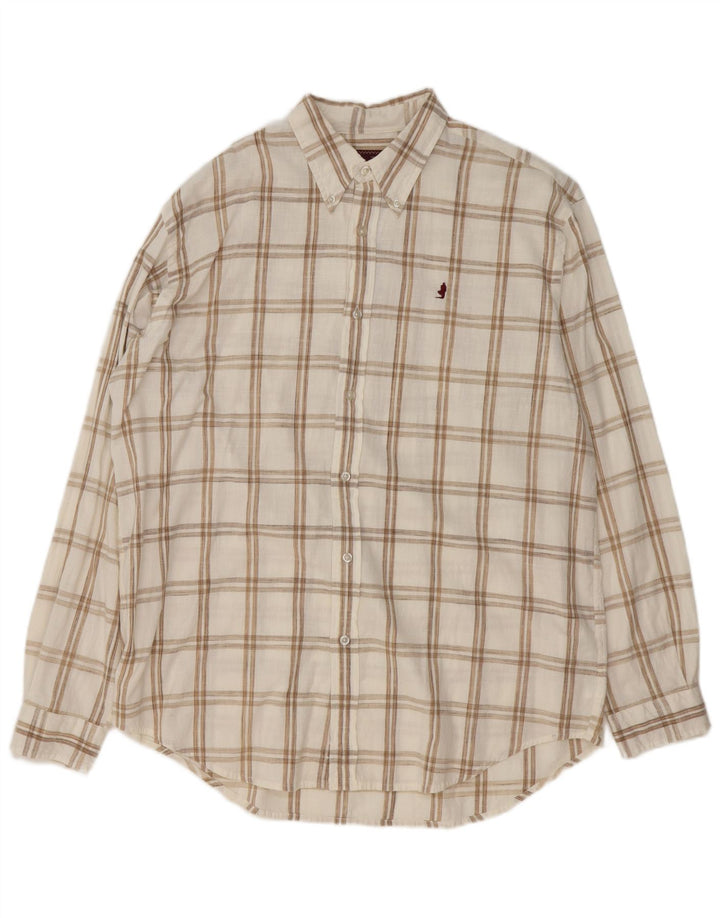 Marlboro Classics Camisa Hombre XL Blanco Cuadros Algodón