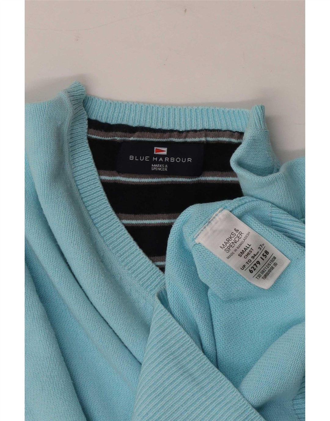 Marks & Spencer - Jersey para hombre con cuello en V, color azul, talla pequeña, color turquesa