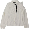 Zara Blusa camisera extragrande con volante en la parte delantera para mujer UK 6 XS Poliéster blanco