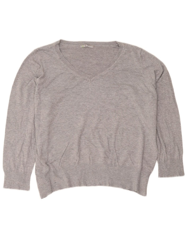 Marks & Spencer Jersey con Cuello en V para Mujer UK 22 3XL Viscosa Gris