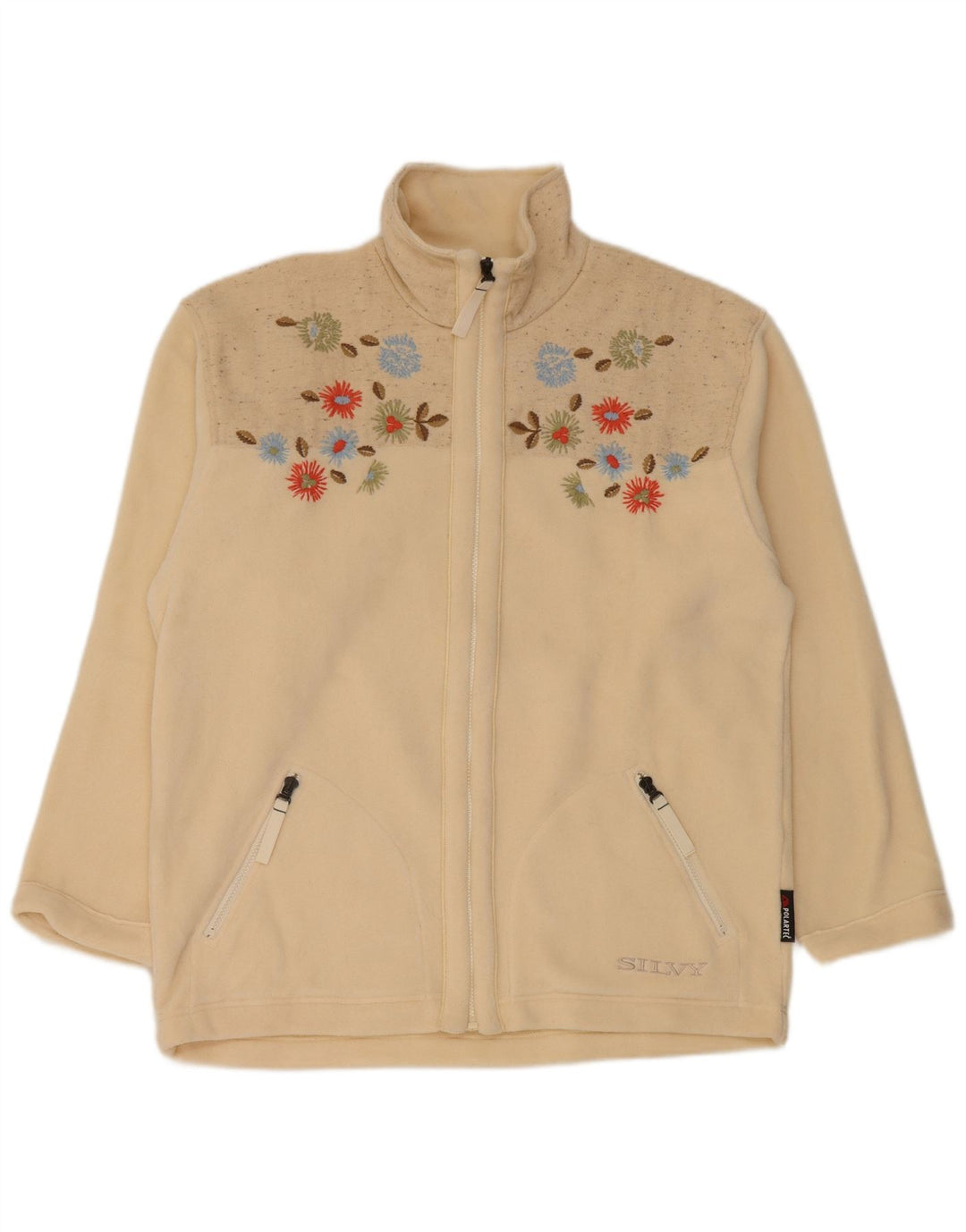 Silvy Chaqueta polar para mujer UK 46 Grande Beige Floral Poliéster