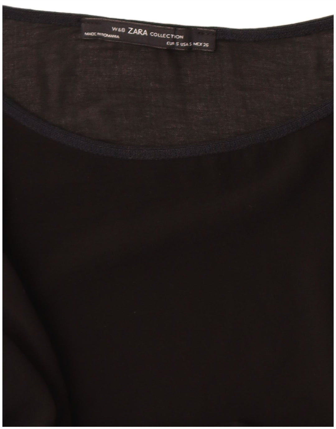 Zara Mujer Top Manga 3/4 UK 10 Small Negro