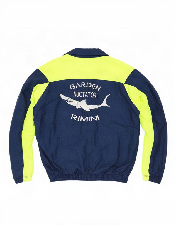 Vintage hombres gráfico chándal top chaqueta grande verde colorblock