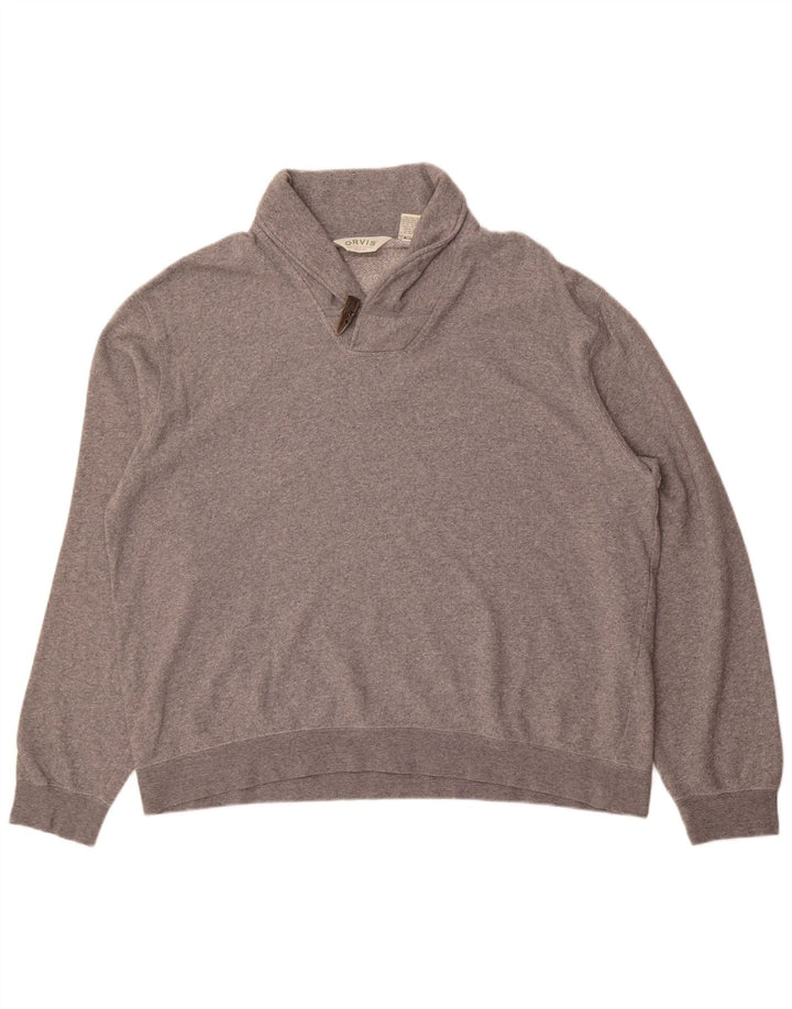 Orvis - Sudadera con cuello chal para hombre, talla XL, algodón gris