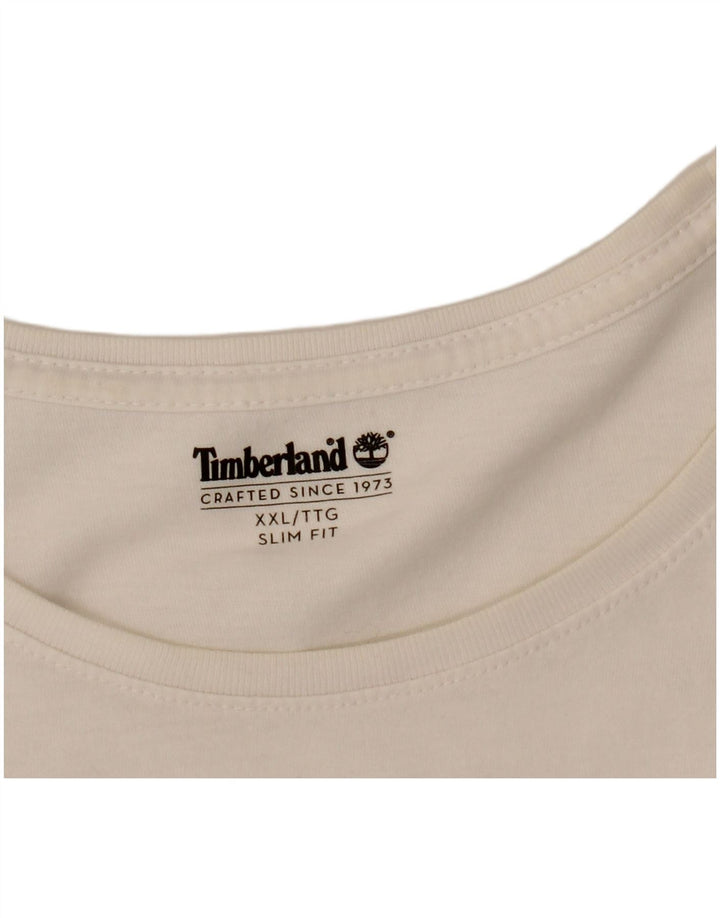 Timberland Camiseta Slim Fit para Hombre Top 2XL Blanco