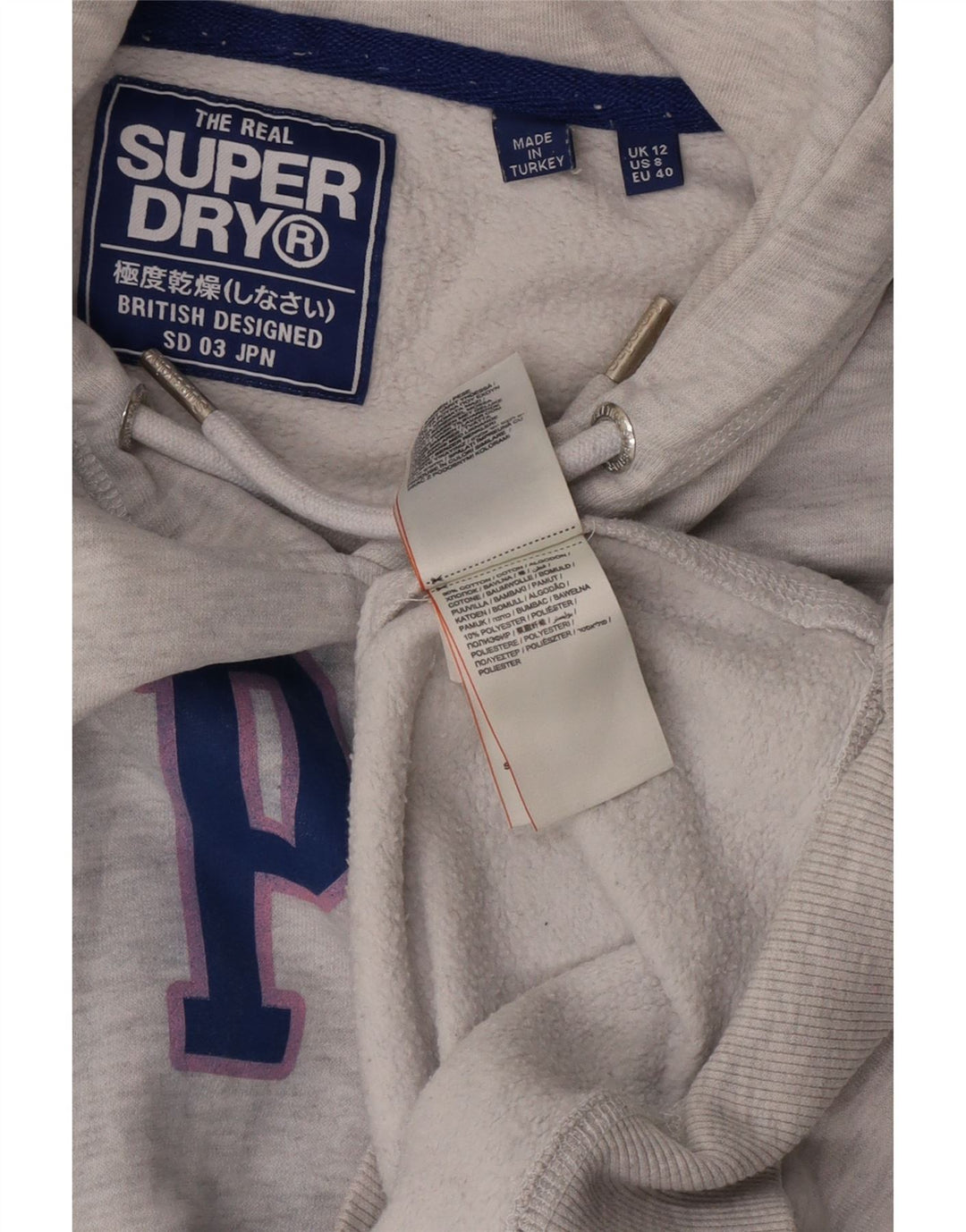 Superdry Jersey con capucha extragrande y gráfico para mujer Reino Unido 40 Gris medio moteado