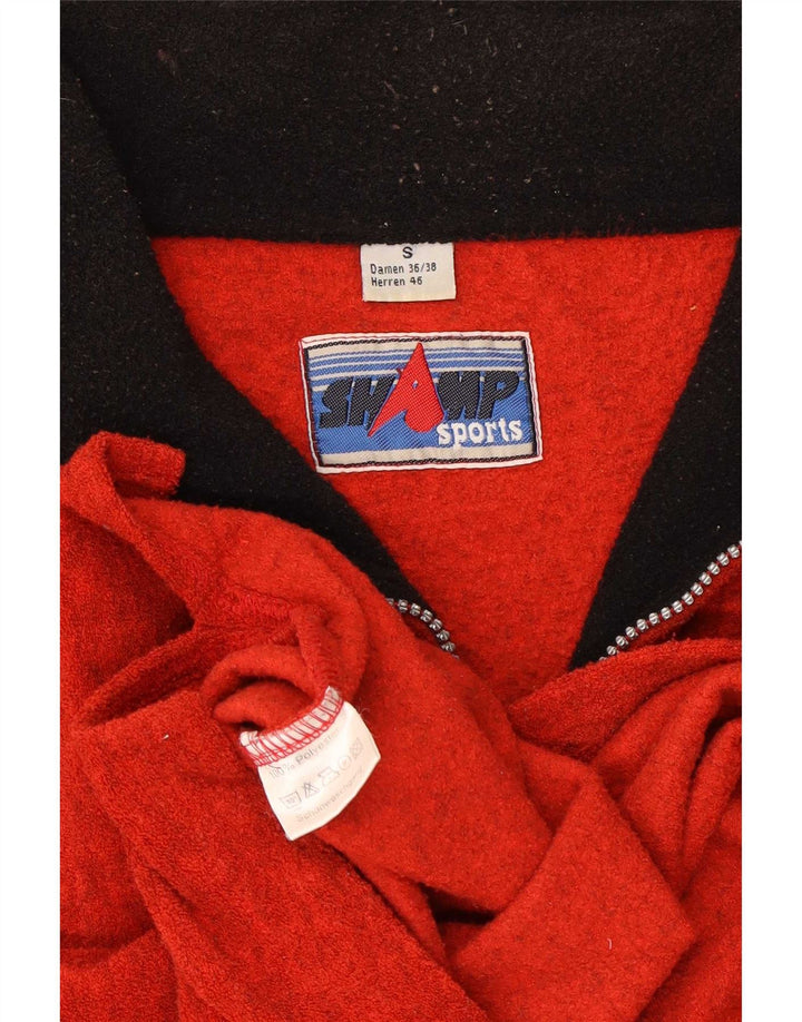 Shamp Jersey de forro polar con cuello y cremallera para hombre, holgado, poliéster rojo pequeño