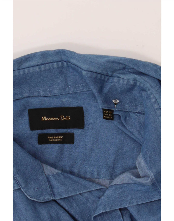 Massimo Dutti Camisa Vaquera Hombre XL Azul Marino