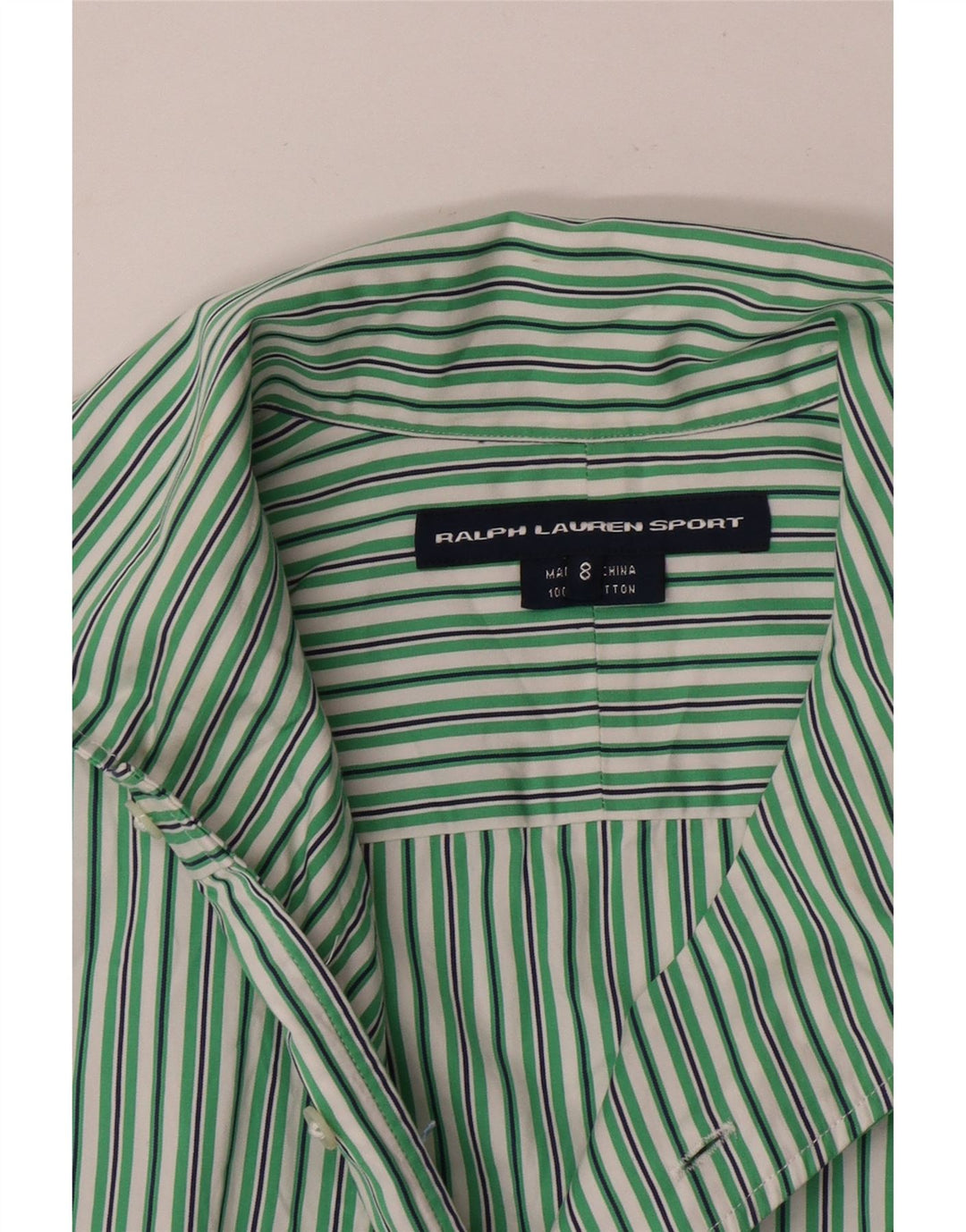 Ralph Lauren Camisa para mujer US 8 Algodón a rayas verde medio