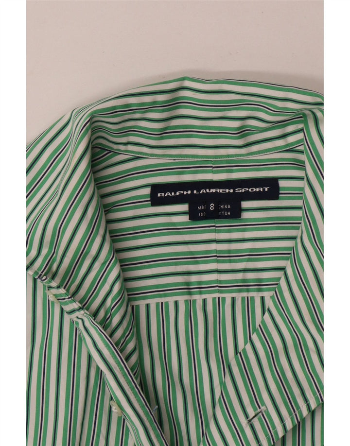 Ralph Lauren Camisa para mujer US 8 Algodón a rayas verde medio