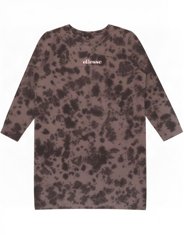 Ellesse Vestido camisero gráfico de manga larga para mujer UK 40 XL Gris Tie Dye