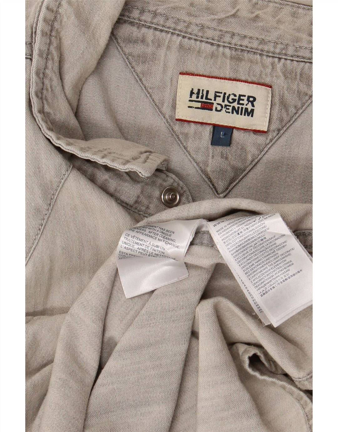 TOMMY HILFIGER Camisa vaquera para hombre Algodón gris grande