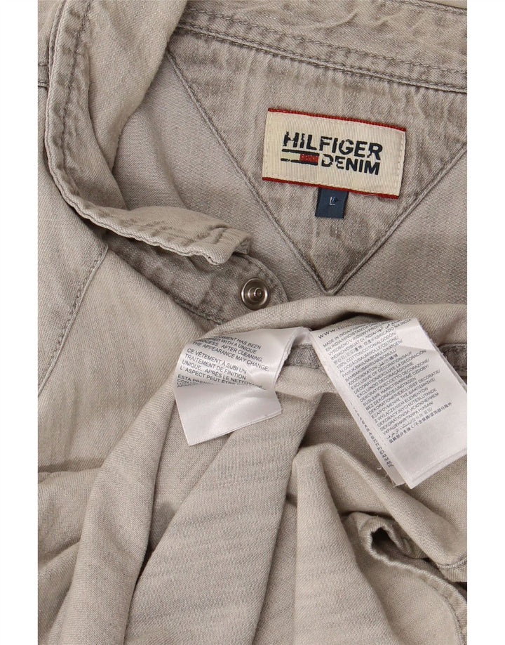 TOMMY HILFIGER Camisa vaquera para hombre Algodón gris grande