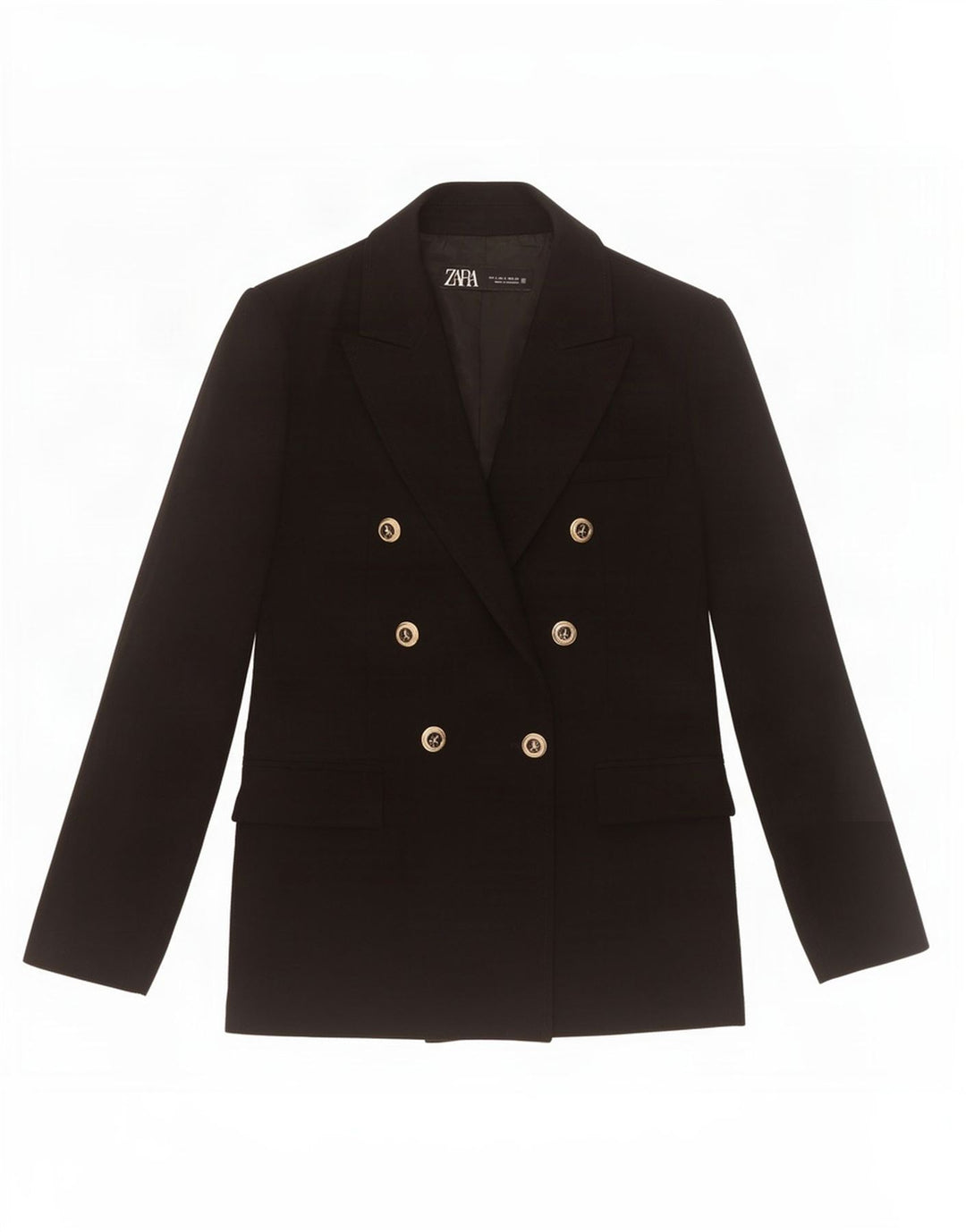 Zara - Chaqueta tipo blazer con doble botonadura para mujer, talla 40, talla grande, color negro