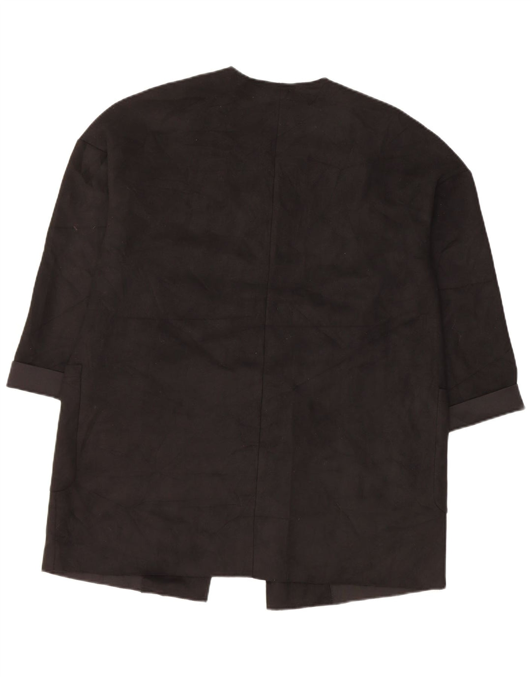 Zara Chaqueta tipo blazer abierta de manga 3/4 extragrande para mujer UK 6 XS Poliéster negro