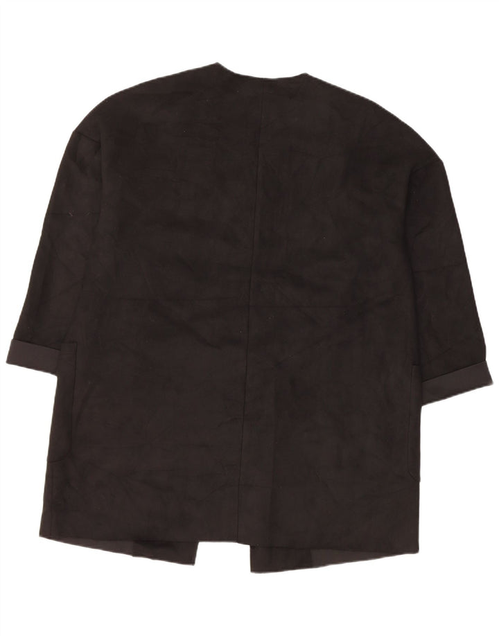 Zara Chaqueta tipo blazer abierta de manga 3/4 extragrande para mujer UK 6 XS Poliéster negro
