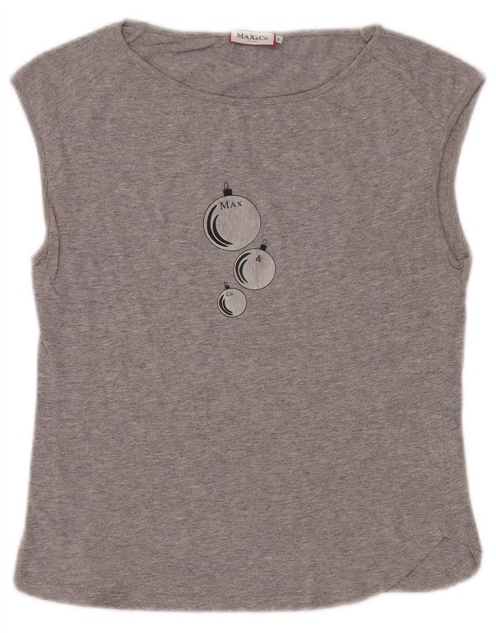 Max & Co. Top sin mangas gráfico para mujer UK 10 Small Grey