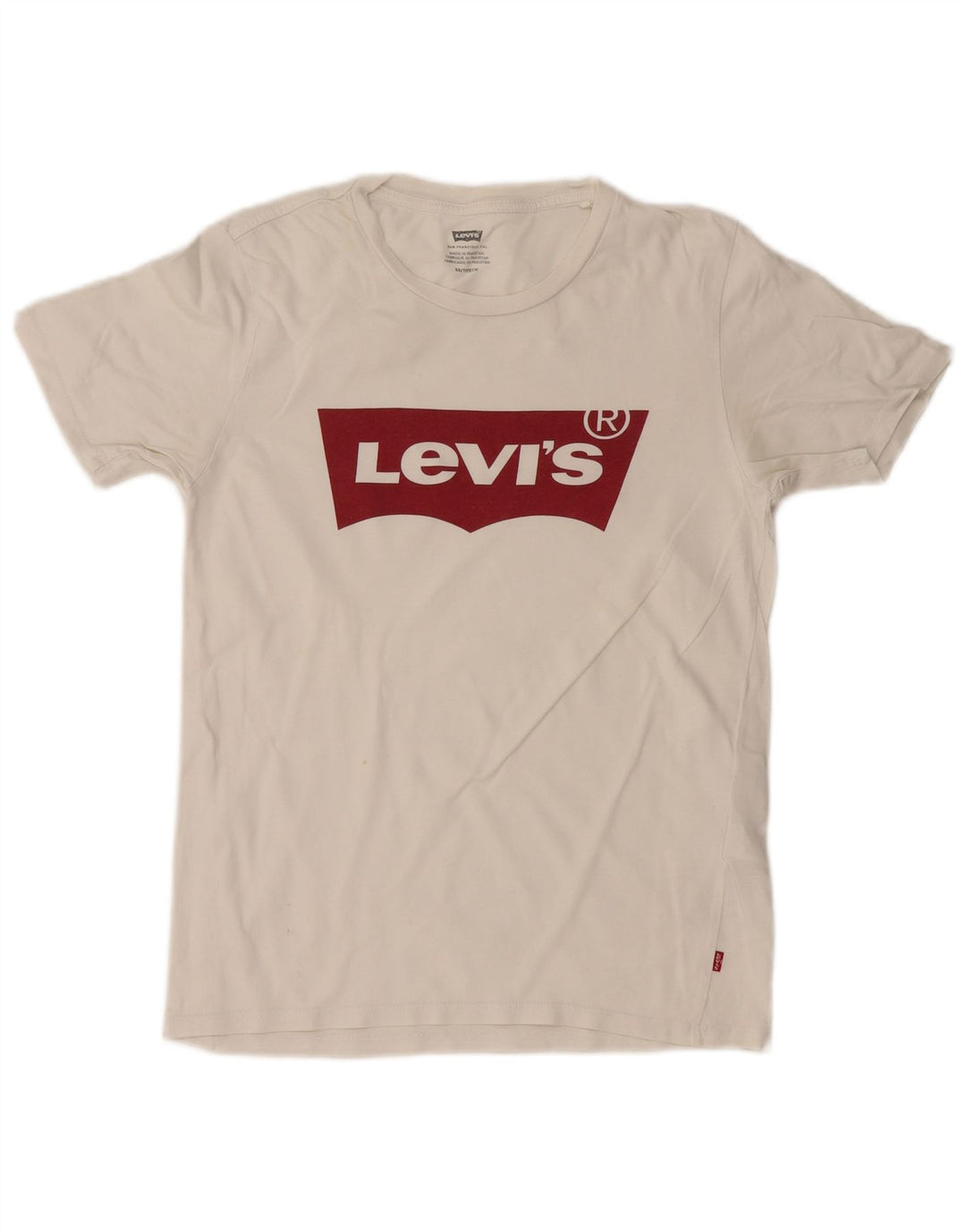 LEVI'S Camiseta gráfica para mujer Top UK 6 XS Algodón blanco