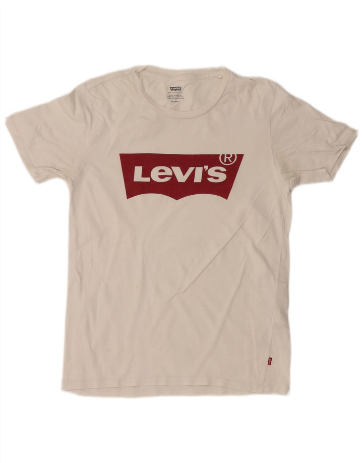 LEVI'S Camiseta gráfica para mujer Top UK 6 XS Algodón blanco