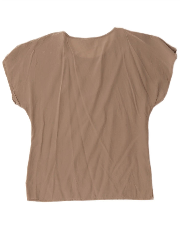 Max Mara Blusa para mujer Top UK 12 Seda gris medio