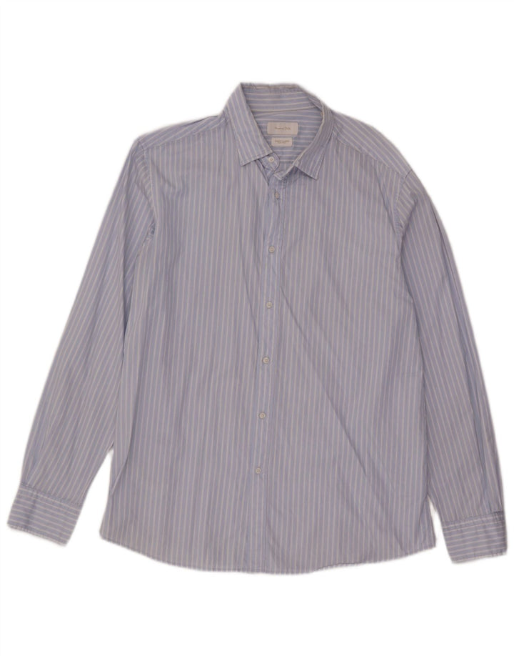 Camisa Massimo Dutti Hombre XL Algodón Rayas Azules