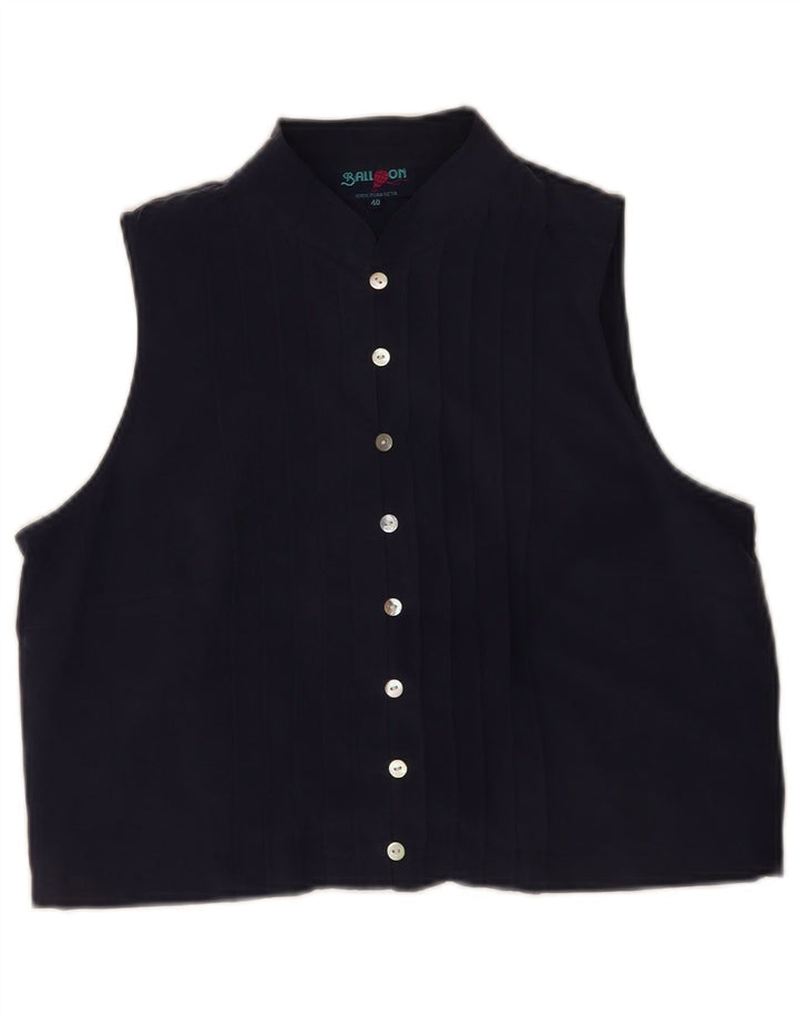 Blusa tipo camisa sin mangas para mujer Balloon EU 40 Seda azul marino mediana