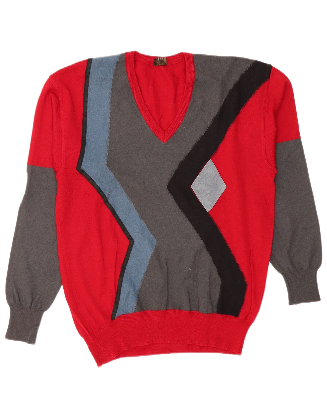 DALMINE Jersey con cuello en V para hombre IT 50 Medium Red Colourblock Lana virgen