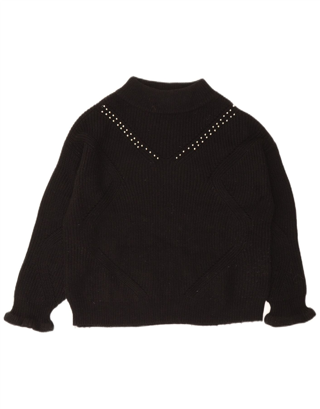 Guess Suéter extragrande con cuello de tortuga para mujer UK 10 Small Acrílico negro