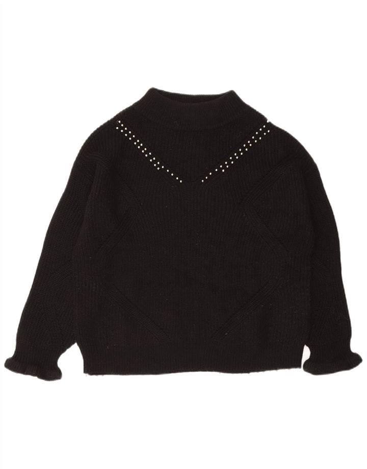 Guess Suéter extragrande con cuello de tortuga para mujer UK 10 Small Acrílico negro