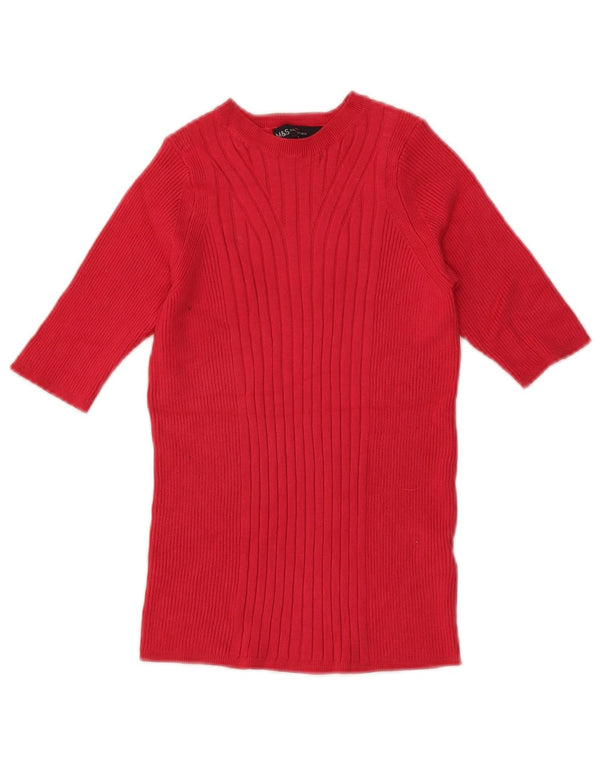 Marks & Spencer Suéter tipo jersey con cuello redondo y manga 1/2 para mujer UK 8 Small Pink