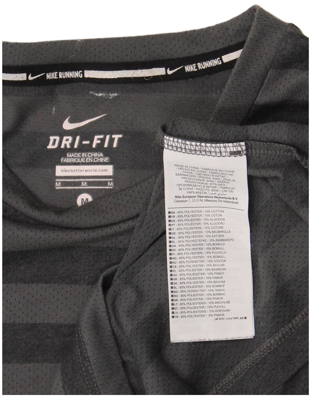 Camiseta Nike Dri Fit para hombre Top poliéster a rayas gris medio