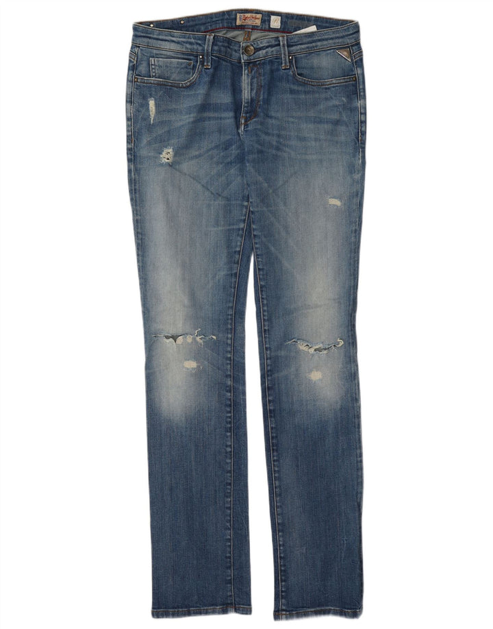 Vaqueros ajustados desgastados para mujer Replay W30 L34 Algodón azul