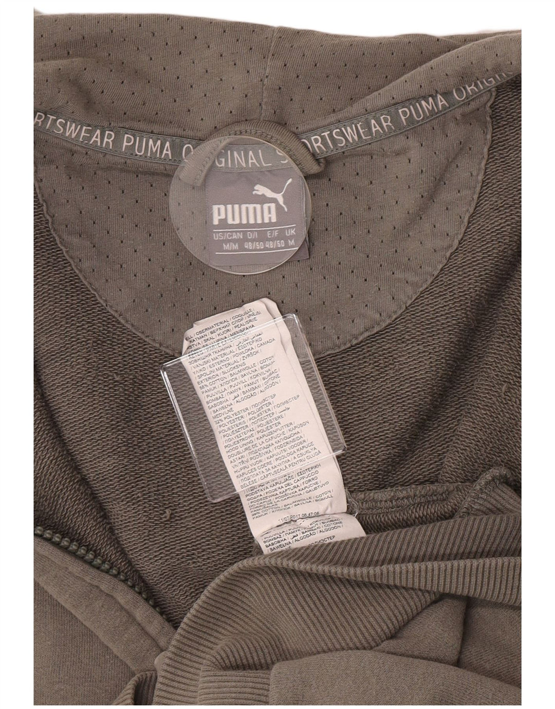 Puma Sudadera Con Capucha Y Cremallera Gráfica Para Hombre Algodón Caqui Mediano