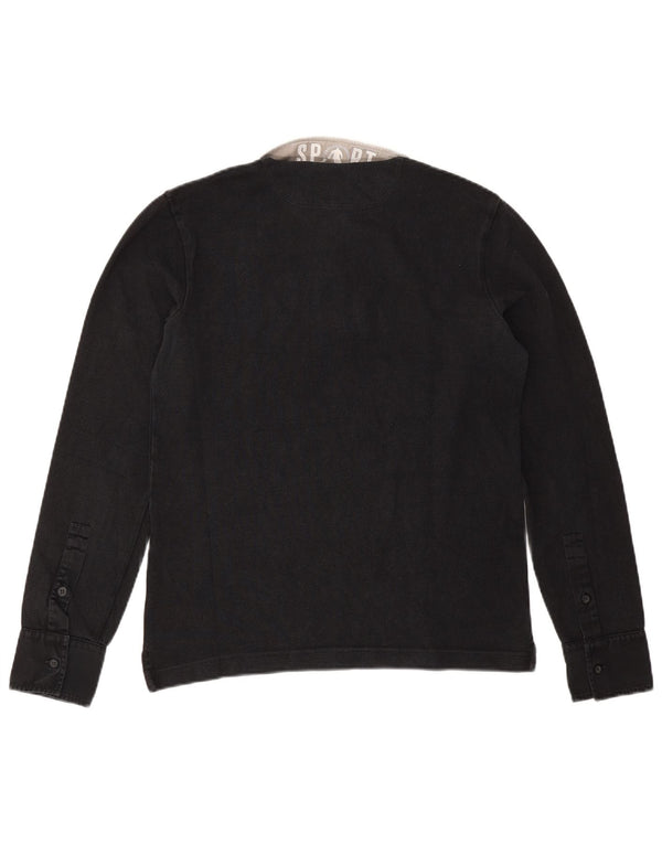 Bikkembergs Polo de rugby de manga larga para hombre, color negro, pequeño