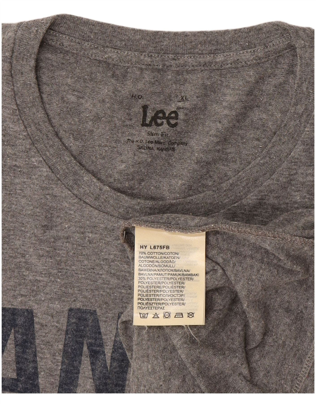Lee Camiseta Gráfica Slim Fit para Hombre Top XL Algodón Gris