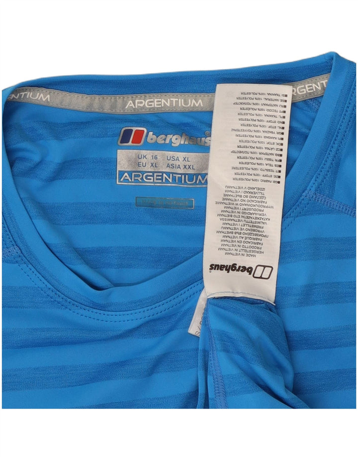 BERGHAUS Top para mujer manga larga UK 46 Poliéster a rayas azules grandes