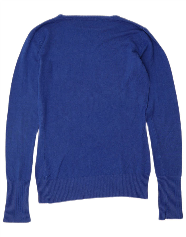 GUESS Suéter gráfico con cuello barco para mujer UK 12 Viscosa azul medio