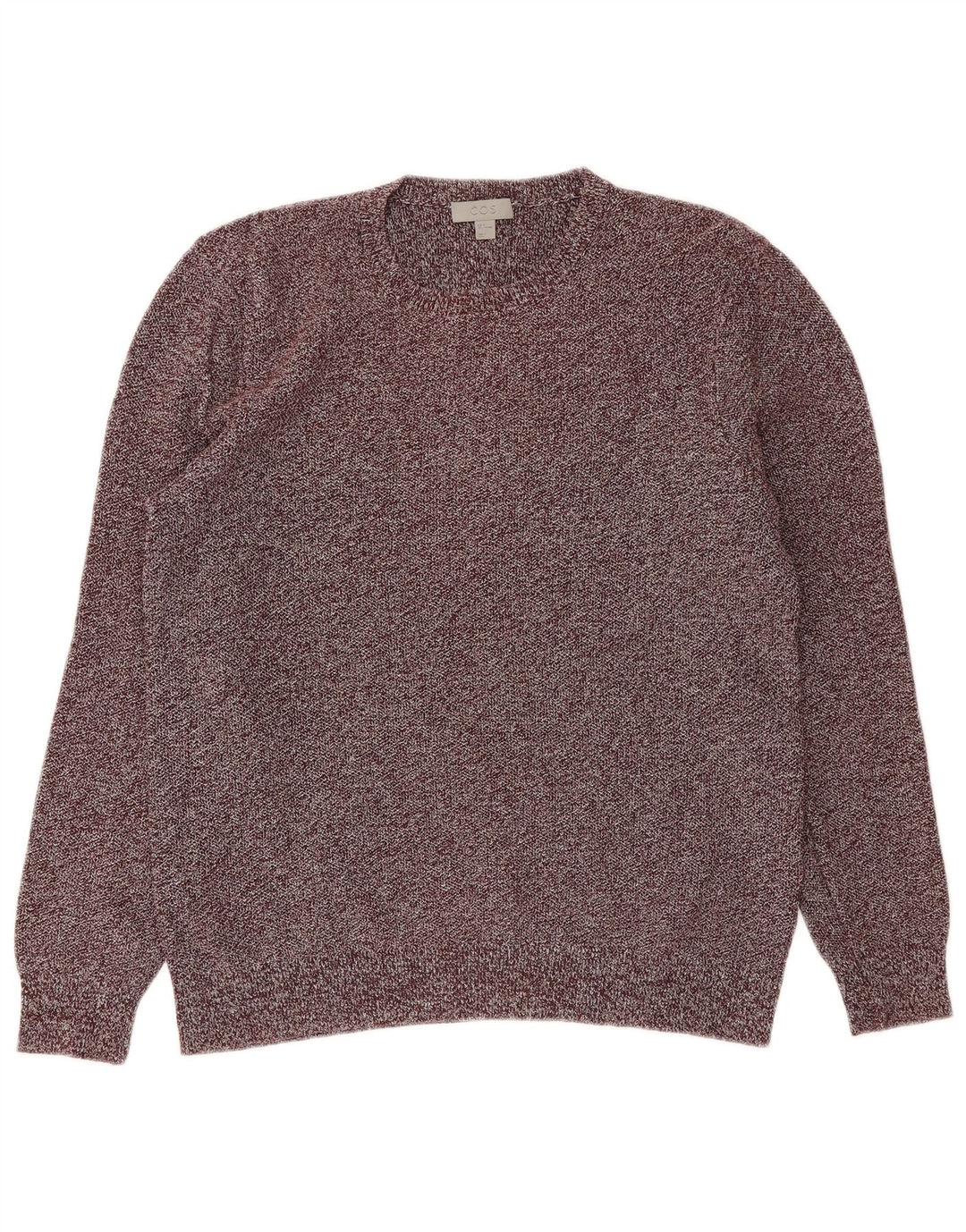 Cos Jersey de cuello redondo para hombre de lino moteado de color burdeos medio