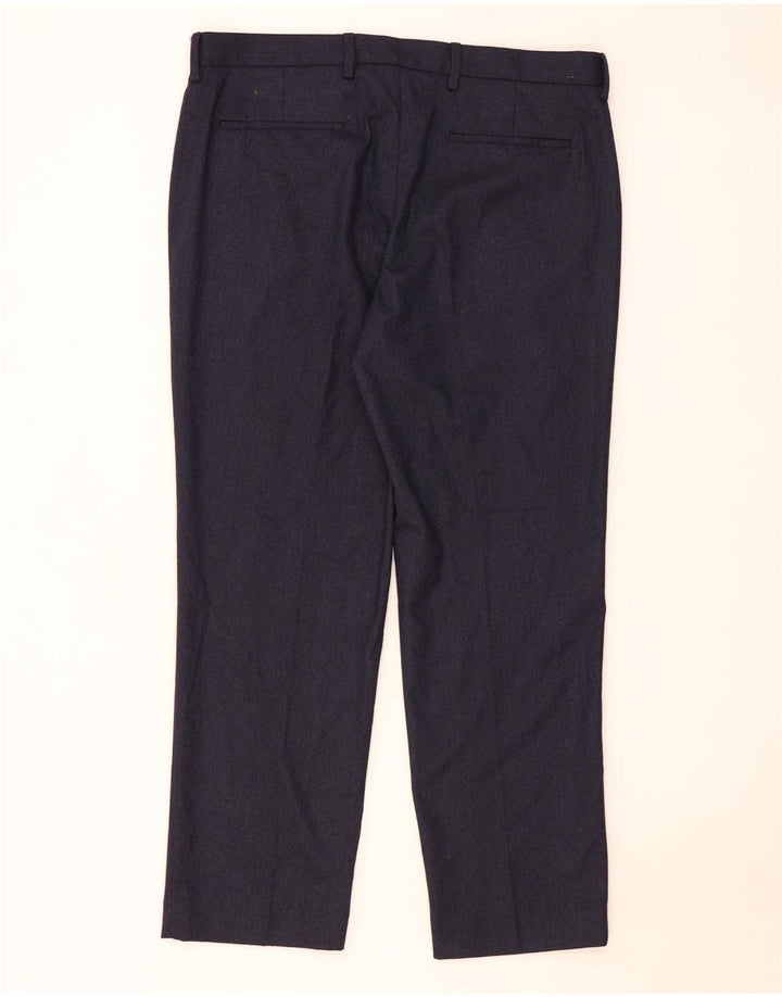 Marks & Spencer Pantalón de traje de corte regular para hombre W36 L29 Poliéster azul marino