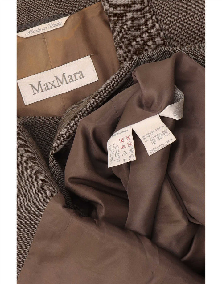 Chaqueta tipo blazer con doble botonadura para mujer Max Mara UK 46 Large Khaki Virgin Wool
